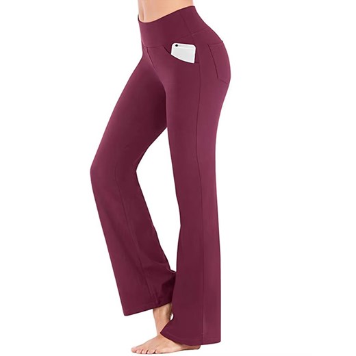 Luźne jednolite spodnie damskie dzwony z wysokim stanem - Bordowy S ze sklepu Intimica.pl w kategorii Spodnie damskie - zdjęcie 186420720