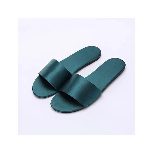 Satynowe kapcie - Zielony 36 ze sklepu Intimica.pl w kategorii Kapcie damskie - zdjęcie 186422830