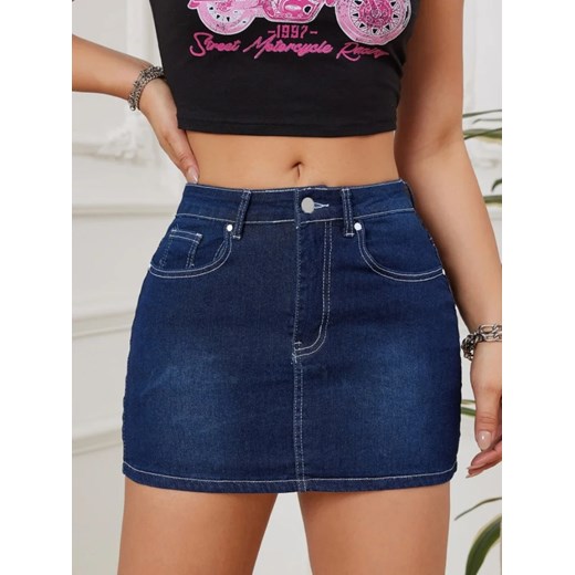 Spódnica mini jeansowa - Niebieski S ze sklepu Intimica.pl w kategorii Spódnice - zdjęcie 186423651