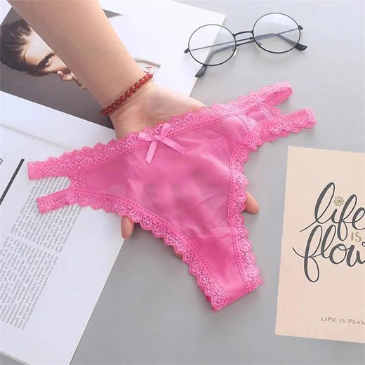 Stringi z rozcięciem na boku - Różowy ze sklepu Intimica.pl w kategorii Majtki damskie - zdjęcie 186424152