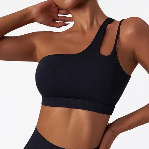 Top sportowy na jedno ramię - Czarny S ze sklepu Intimica.pl w kategorii Biustonosze - zdjęcie 186425160