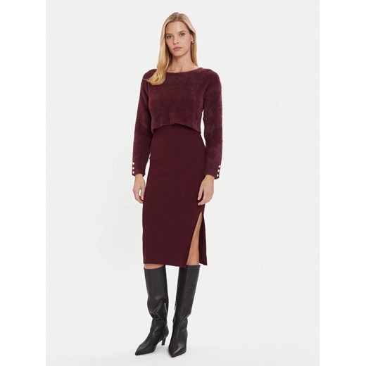 Morgan Sukienka dzianinowa 242-RMONA Bordowy Slim Fit ze sklepu MODIVO w kategorii Sukienki - zdjęcie 186427272