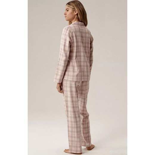 Atlantic rozpinana piżama damska NLP-505-LAW_BRZ_ECR, Kolor ecru-mocca, Rozmiar S, ATLANTIC ze sklepu Primodo w kategorii Piżamy damskie - zdjęcie 186428270