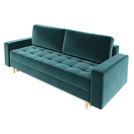 Ciemnozielona sofa welurowa z pojemnikiem T6-N31 ze sklepu Edinos.pl w kategorii Sofy i kanapy - zdjęcie 186429304