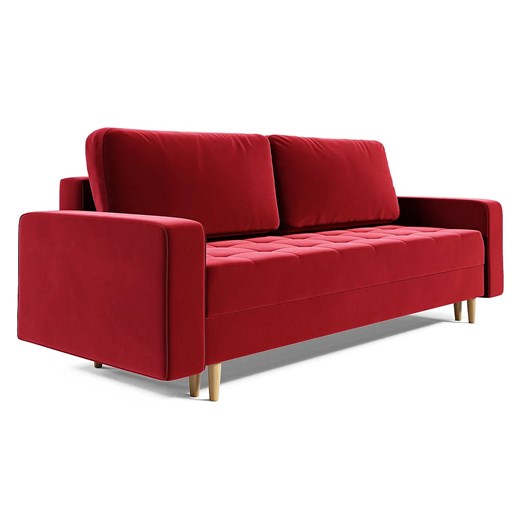 Czerwona sofa rozkładana z pojemnikiem na pościel C6-L61 ze sklepu Edinos.pl w kategorii Sofy i kanapy - zdjęcie 186429323