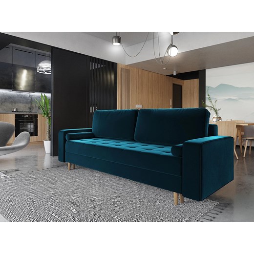 Niebieska sofa rozkładana z funkcją spania S2-K75 Elior Edinos.pl