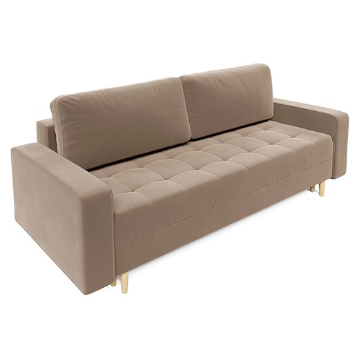 Jasnobrązowa sofa rozkładana z pojemnikiem W8-P94 ze sklepu Edinos.pl w kategorii Sofy i kanapy - zdjęcie 186429333
