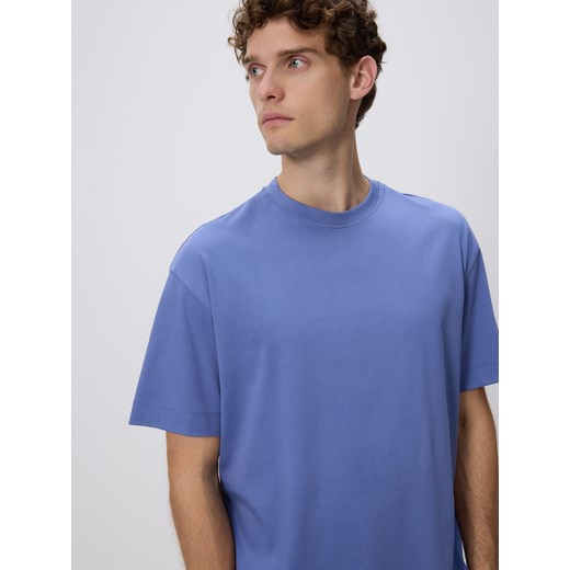 Reserved - T-shirt boxy z merceryzowanej bawełny - jasnoniebieski ze sklepu Reserved w kategorii T-shirty męskie - zdjęcie 186430091