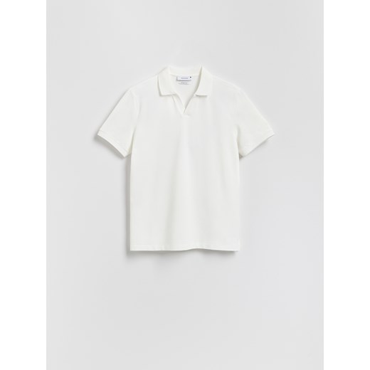 Reserved - Polo z merceryzowaną bawełną - biały ze sklepu Reserved w kategorii T-shirty męskie - zdjęcie 186430122