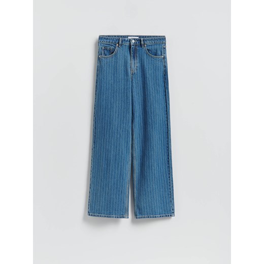 Reserved - Jeansy wide leg w paski - niebieski ze sklepu Reserved w kategorii Jeansy damskie - zdjęcie 186430820