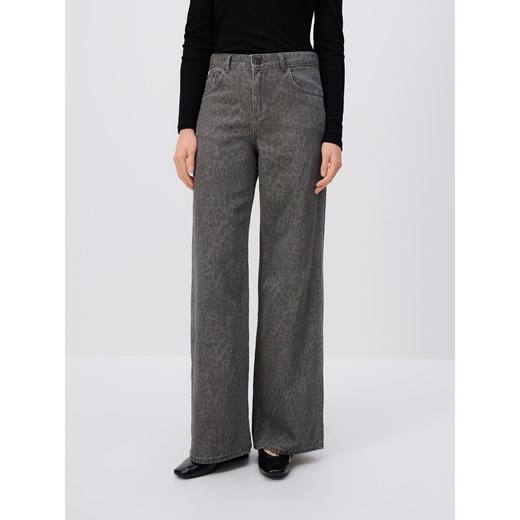 Reserved - Jeansy baggy fit w panterkę - szary Reserved 32 Reserved