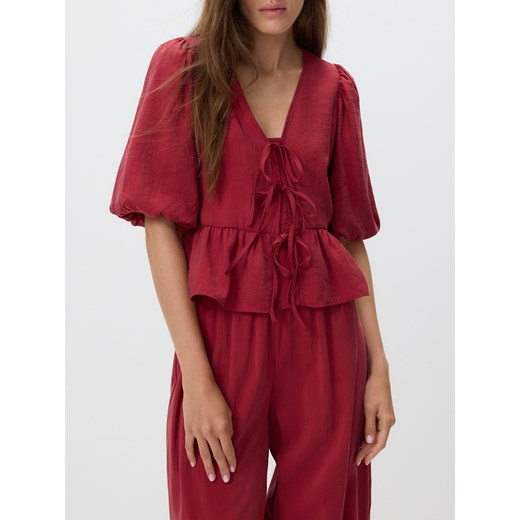 Reserved - Bluzka z modalem - bordowy ze sklepu Reserved w kategorii Bluzki damskie - zdjęcie 186431201