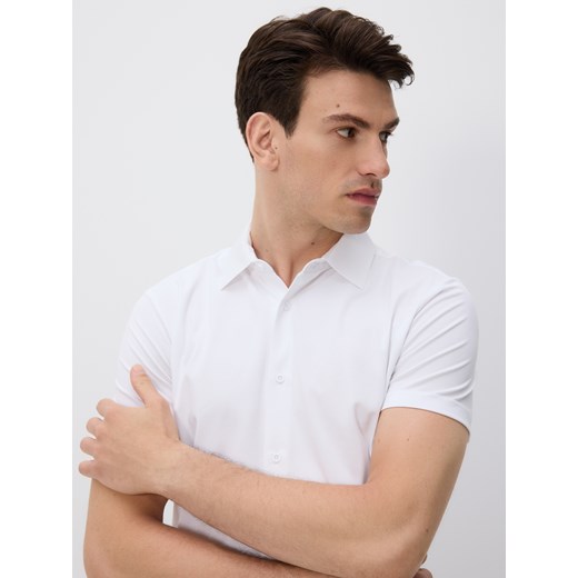 Reserved - Koszula super slim z merceryzowanej bawełny - biały ze sklepu Reserved w kategorii Koszule męskie - zdjęcie 186431961