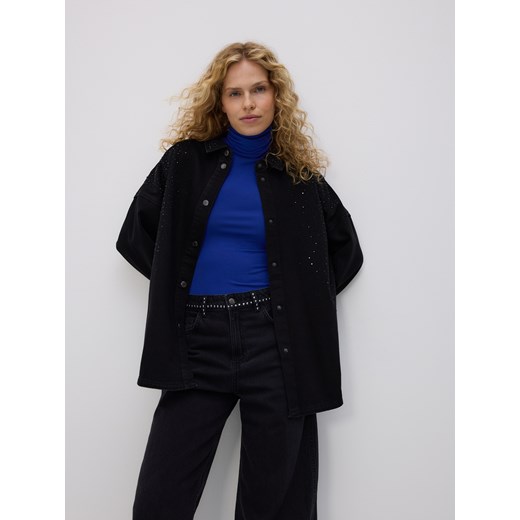 Reserved - Jeansowa koszula z aplikacjami - czarny ze sklepu Reserved w kategorii Koszule damskie - zdjęcie 186432031