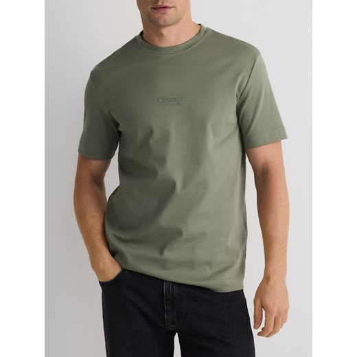 Reserved - T-shirt regular z merceryzowanej bawełny - jasnozielony ze sklepu Reserved w kategorii T-shirty męskie - zdjęcie 186432353