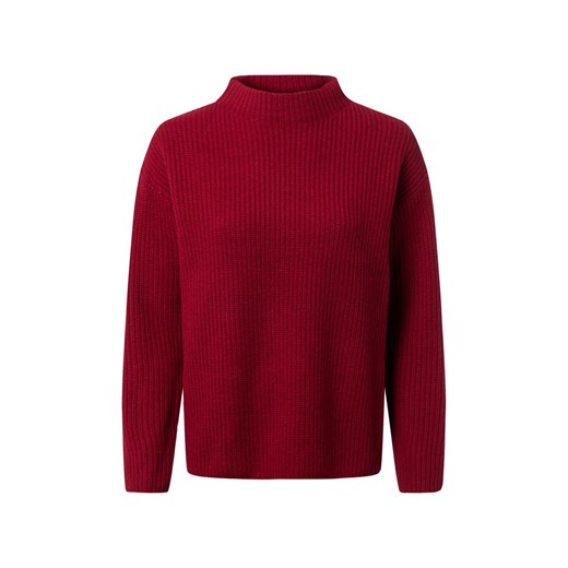 Marie Lund Sweter damski z dzianiny merino Kobiety Wełna merino bordowy jednolity ze sklepu vangraaf w kategorii Swetry damskie - zdjęcie 186432464