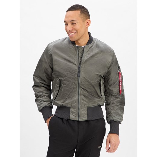 Alpha Industries Męska kurtka bomber - Distressed Mężczyźni khaki jednolity ze sklepu vangraaf w kategorii Kurtki męskie - zdjęcie 186432504