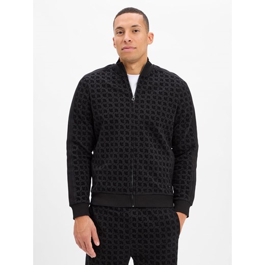 JOOP! Bluza męska - Tamaro Mężczyźni Bawełna czarny wypukły wzór tkaniny ze sklepu vangraaf w kategorii Bluzy męskie - zdjęcie 186432521