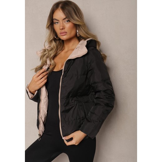 Czarna Pikowana Kurtka Dwustronna Wykończona Sznurkami Atitoria ze sklepu renee.pl w kategorii Kurtki damskie - zdjęcie 186433722