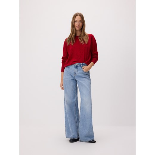 Reserved - Sweter ze strukturalnym wzorem - czerwony Reserved L Reserved