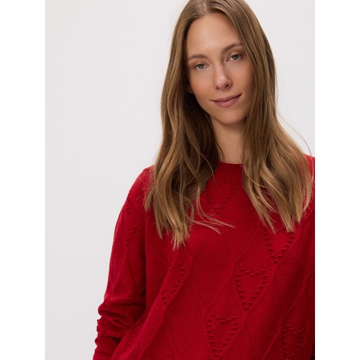 Reserved - Sweter ze strukturalnym wzorem - czerwony Reserved L Reserved