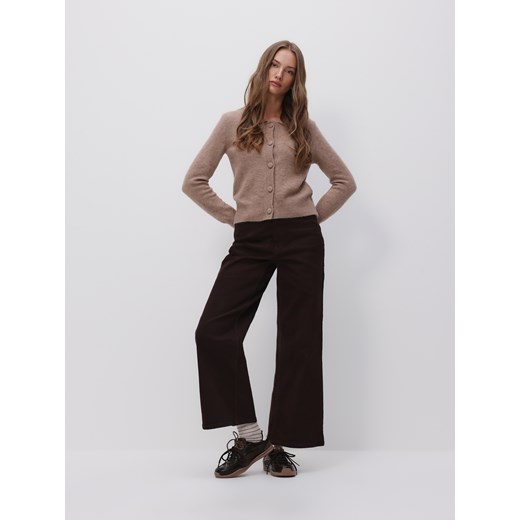 Reserved - Kardigan z domieszką alpaki - brązowy ze sklepu Reserved w kategorii Swetry damskie - zdjęcie 186434134