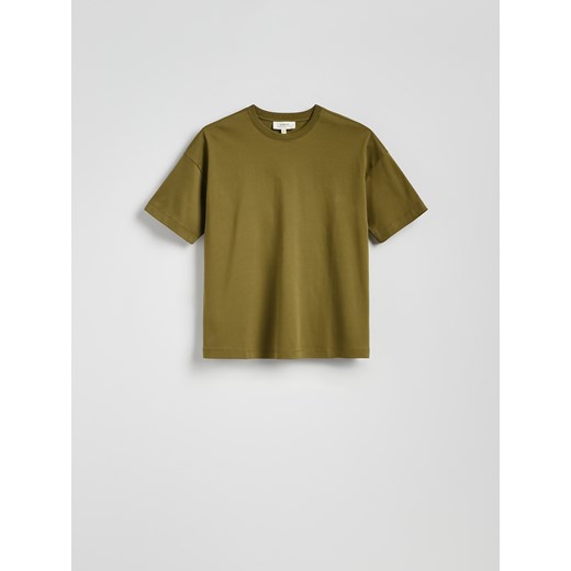 Reserved - T-shirt oversize z merceryzowanej bawełny - oliwkowy Reserved M wyprzedaż Reserved