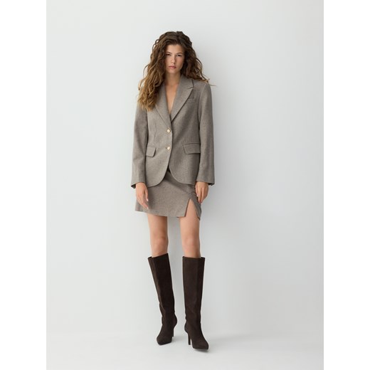 Reserved - Jednorzędowa marynarka z wełną - beżowy ze sklepu Reserved w kategorii Marynarki damskie - zdjęcie 186434622