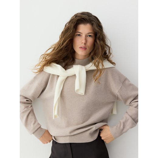 Reserved - Sweter z wełny merino - beżowy ze sklepu Reserved w kategorii Swetry damskie - zdjęcie 186435664