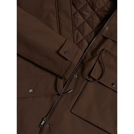 Reserved - Długa kurtka z kapturem - brązowy Reserved M Reserved
