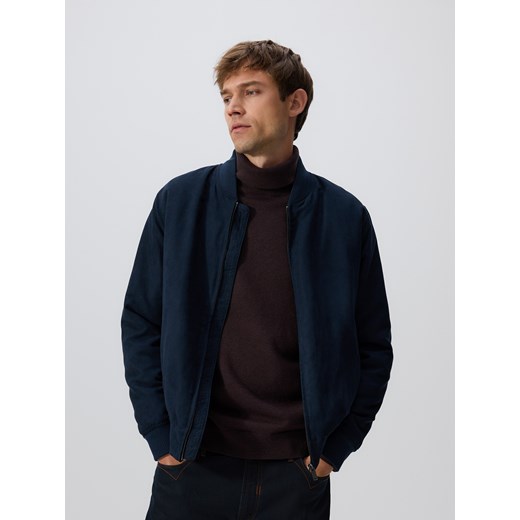 Reserved - Kurtka bomberka z imitacji zamszu - granatowy ze sklepu Reserved w kategorii Kurtki męskie - zdjęcie 186435823
