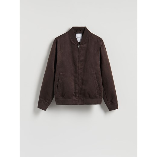 Reserved - Kurtka bomberka z imitacji zamszu - ciemnobrązowy ze sklepu Reserved w kategorii Kurtki męskie - zdjęcie 186435833