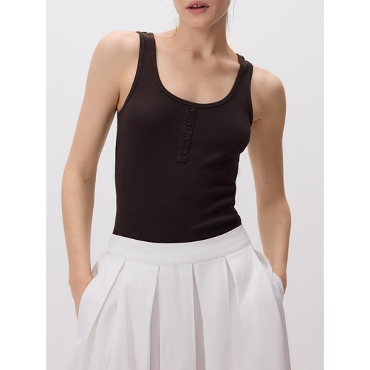 Reserved - Top na ramiączkach z modalem - ciemnobrązowy ze sklepu Reserved w kategorii Bluzki damskie - zdjęcie 186435913