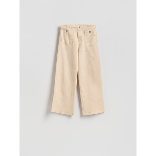 Reserved - Jeansy culotte - kremowy ze sklepu Reserved w kategorii Jeansy damskie - zdjęcie 186436010