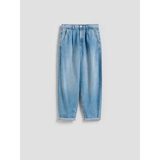Reserved - Jeansy barrel leg - niebieski ze sklepu Reserved w kategorii Jeansy damskie - zdjęcie 186436090