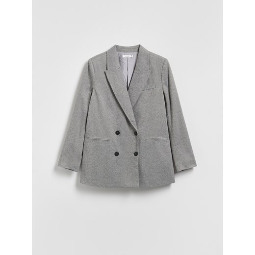 Reserved - Dwurzędowa marynarka w jodełkę - ciemnoszary ze sklepu Reserved w kategorii Kurtki damskie - zdjęcie 186436582