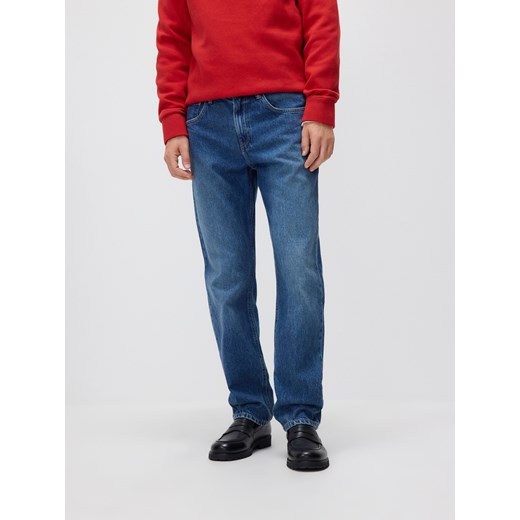 Reserved - Jeansy straight z efektem sprania - granatowy ze sklepu Reserved w kategorii Jeansy męskie - zdjęcie 186436963