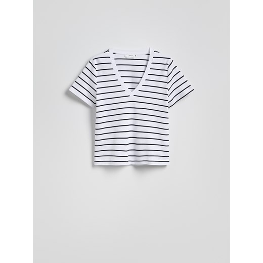 Reserved - T-shirt z merceryzowanej bawełny - wielobarwny ze sklepu Reserved w kategorii Bluzki damskie - zdjęcie 186437161