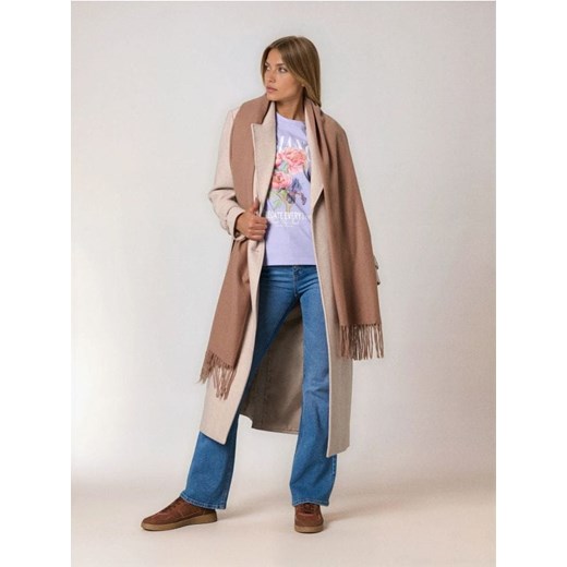 Sinsay - Gładki szalik z frędzlami - beżowy - id: 173GB-80X - marki Sinsay - 186437911 Sinsay - Gładki szalik z frędzlami - beżowy ze sklepu Sinsay w kategorii Szaliki i chusty damskie - zdjęcie 186437911