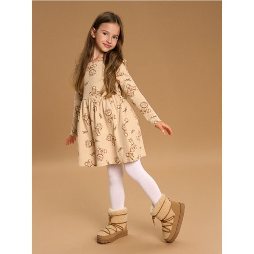 Sinsay - Sukienka babydoll ze wzorkiem - beżowy ze sklepu Sinsay w kategorii Sukienki dziewczęce - zdjęcie 186437920