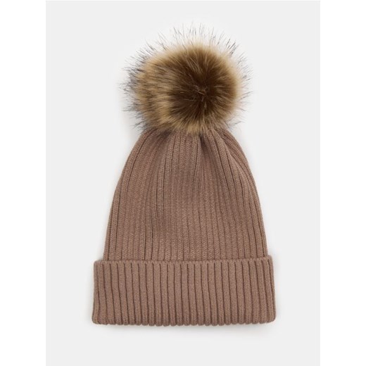 Sinsay - Prążkowana czapka beanie - beżowy ze sklepu Sinsay w kategorii Czapki zimowe damskie - zdjęcie 186438003