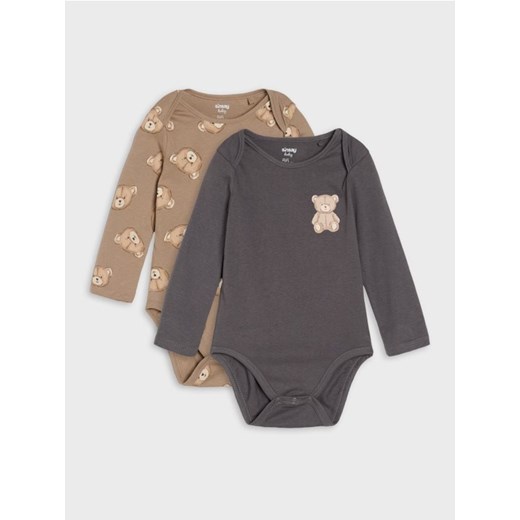 Sinsay - Body z motywem w misie 2 pack - brązowy - id: 813EM-74X - marki Sinsay - 186438013 Sinsay - Body z motywem w misie 2 pack - brązowy ze sklepu Sinsay w kategorii Body niemowlęce - zdjęcie 186438013