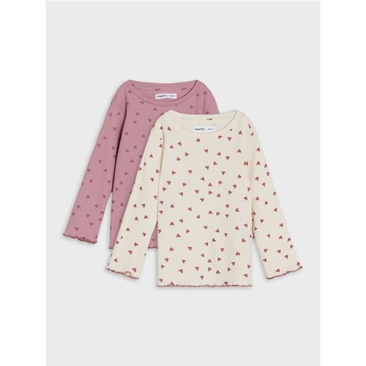 Sinsay - Koszulki z długimi rękawami w serduszka 2 pack - kremowy ze sklepu Sinsay w kategorii Kaftaniki i bluzki - zdjęcie 186438021