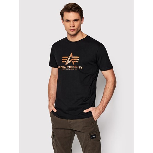 Alpha Industries T-Shirt Basic Foll Print 100501FP Czarny Regular Fit Alpha Industries 5XL MODIVO