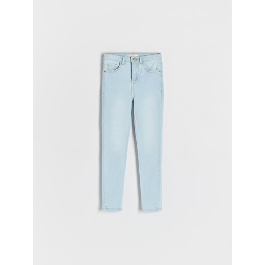 Reserved - Jeansy slim super high waist - niebieski ze sklepu Reserved w kategorii Spodnie dziewczęce - zdjęcie 186439963