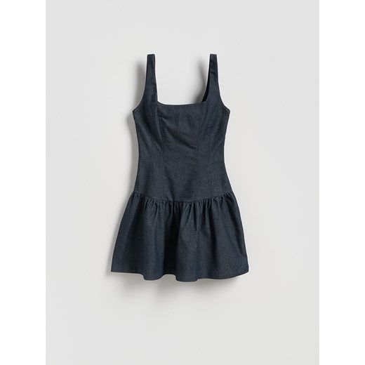 Reserved - Sukienka mini z falbaną - granatowy ze sklepu Reserved w kategorii Sukienki - zdjęcie 186440012