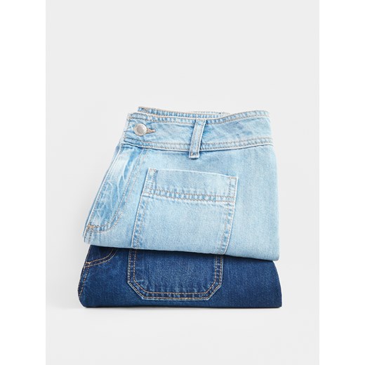 Reserved - Jeansy wide leg z naszywanymi kieszeniami - niebieski ze sklepu Reserved w kategorii Jeansy damskie - zdjęcie 186440064