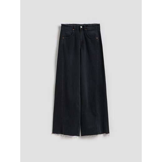 Reserved - Jeansy wide leg z rozdarciami - czarny ze sklepu Reserved w kategorii Jeansy damskie - zdjęcie 186440083