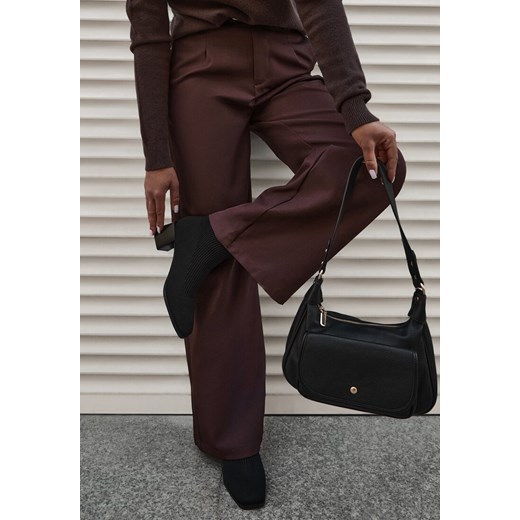 Czarne Botki z Elastyczną Cholewką za Kostkę na Geometrycznym Słupku Amori ze sklepu born2be.pl w kategorii Botki - zdjęcie 186440580