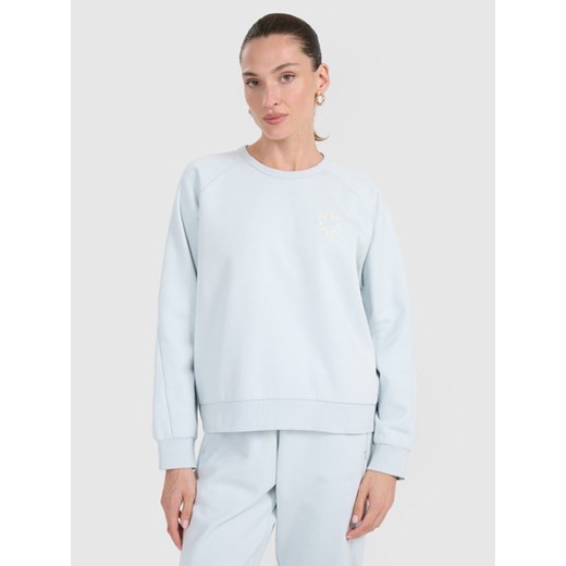 Damska bluza dresowa nierozpinana bez kaptura 4F 4FWAW25TSWSF1848 - niebieska ze sklepu Sportstylestory.com w kategorii Bluzy damskie - zdjęcie 186441203